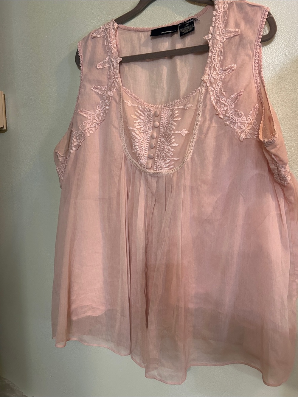 Denim 24/7 Soft Blush Embroidered Sleeveless Camisole
